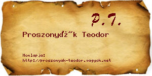Proszonyák Teodor névjegykártya